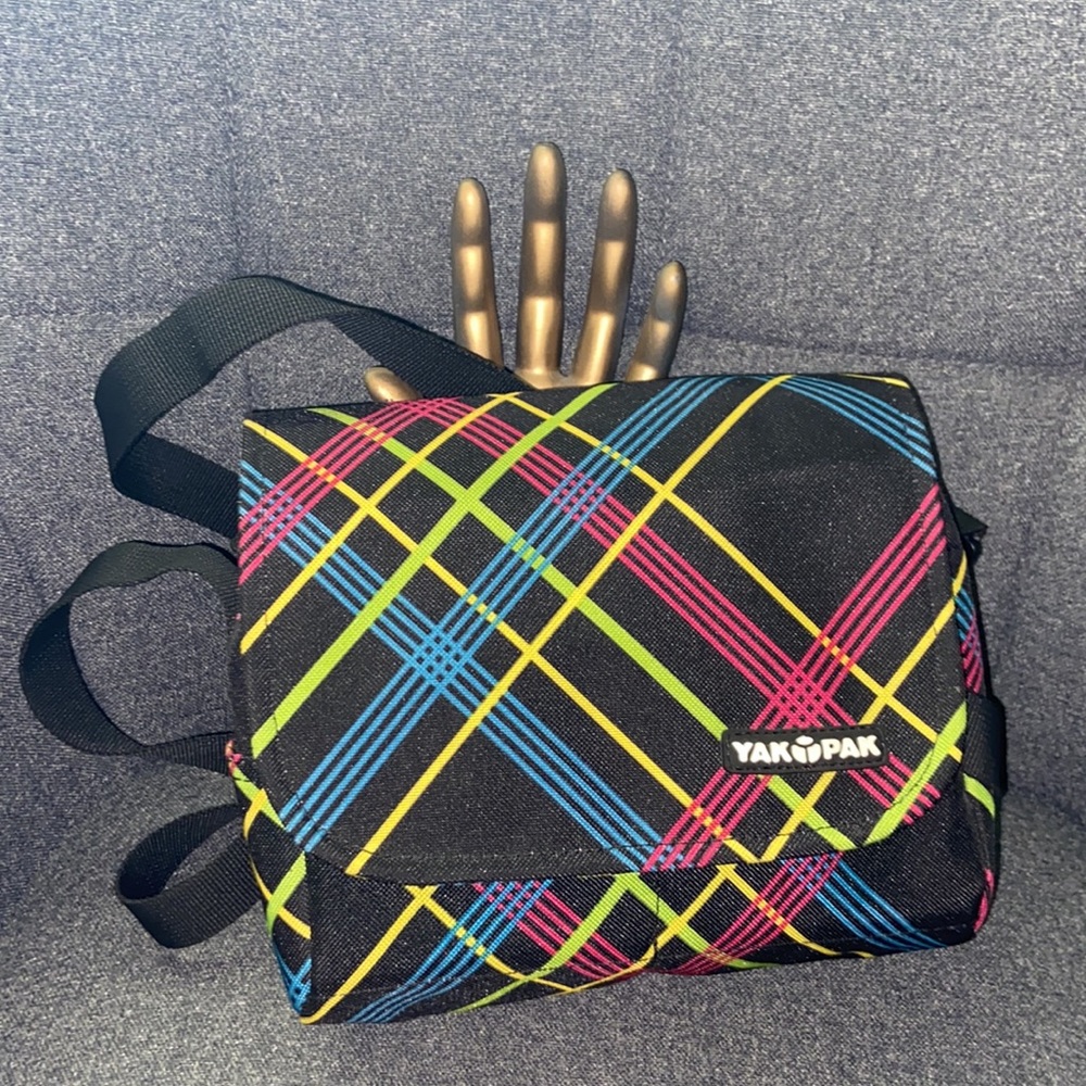 Vintage 1990s YAK PAK Canvas Colorful Adjustable Crossbody Bag 💚💙🩷💛 - Picture 7 of 10